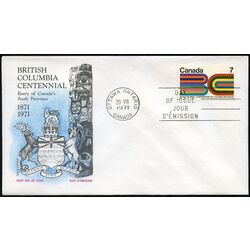 canada stamp 552ii british columbia centennial 7 1971 FDC 001