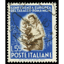 italy stamp 546 girl holding tobacco plant 1950