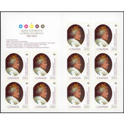 canada stamp bk booklets bk479 queen elizabeth ii 2012