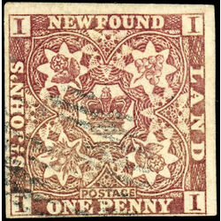newfoundland stamp 1 1857 first pence issue 1d 1857 U VF 022