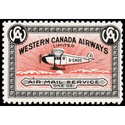 canada stamp cl air mail semi official cl40h western canada airways service 10 1927