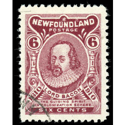 newfoundland stamp 92i lord bacon 6 1910 U VF 003