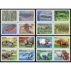 canada stamps prehistoric life in canada 1990 3 set 4 blocks 1282a to 1532a