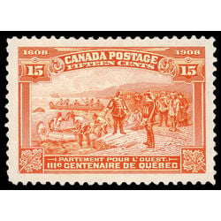 canada stamp 102 champlain s departure 15 1908 M VFNG 053
