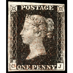 great britain stamp 1 queen victoria penny black 1p 1840 U F VF 087