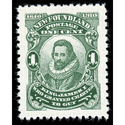 newfoundland stamp 87ix king james i 1 1910 M XF 010