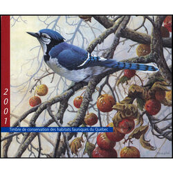 quebec wildlife habitat conservation stamp qw14 blue jay by pierre girard 10 2001