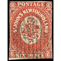 newfoundland stamp 6 pence first issue 6d 1857 U VG F 002