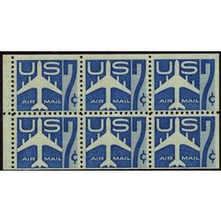 us stamp c air mail c51a jet silhouette pane of 6 43 1958