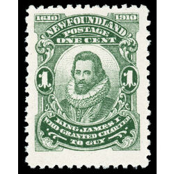 newfoundland stamp 87ix king james i 1 1910 M F VFNH 007