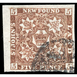 newfoundland stamp 5 pence first issue 5d 1857 U VF 009