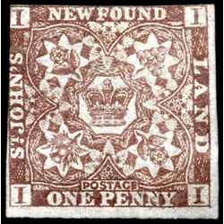 newfoundland stamp 1 pence first issue 1d 1857 M FNG 029