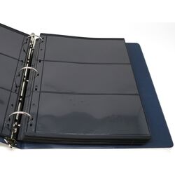 50 used black stock sheets in a uni safe binder