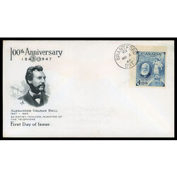 canada stamp 274 alexander graham bell and winged figure of fame 4 1947 FDC PC 026