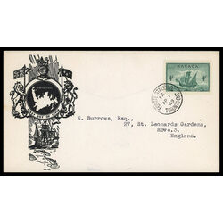 canada stamp 282 newfoundland cabot s ship matthew 4 1949 FDC PC 043