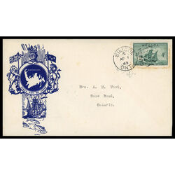 canada stamp 282 newfoundland cabot s ship matthew 4 1949 FDC PC 044
