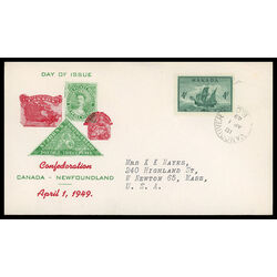 canada stamp 282 newfoundland cabot s ship matthew 4 1949 FDC PC 047