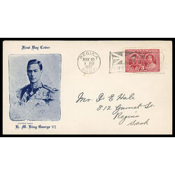 canada stamp 237 king george vi queen elizabeth 3 1937 FDC PC 059