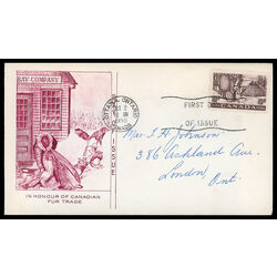 canada stamp 301 drying skins 10 1950 FDC PC 007