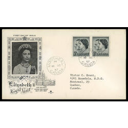 canada stamp 374 queen elizabeth ii prince philip 5 1957 FDC PC 017