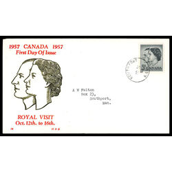 canada stamp 374 queen elizabeth ii prince philip 5 1957 FDC PC 011