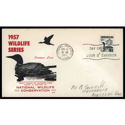 canada stamp 369 loon 5 1957 FDC PC 019