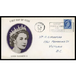 canada stamp 341 queen elizabeth ii 5 1954 FDC PC 026
