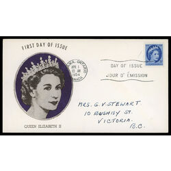 canada stamp 341 queen elizabeth ii 5 1954 FDC PC 027