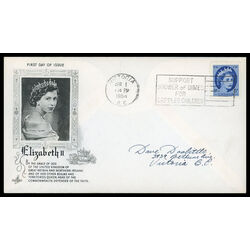 canada stamp 341 queen elizabeth ii 5 1954 FDC PC 029