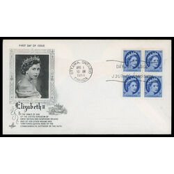 canada stamp 341 queen elizabeth ii 5 1954 FDC BLOCK 033