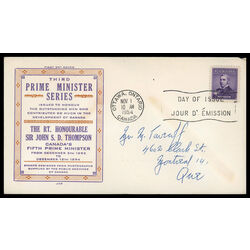 canada stamp 349 sir john thompson 4 1954 FDC PC 015