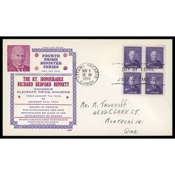 canada stamp 357 richard bennett 4 1955 FDC BLOCK 008