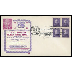 canada stamp 357 richard bennett 4 1955 FDC BLOCK 010