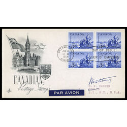 canada stamp 378 le verendrye statue 5 1958 FDC BLOCK 014