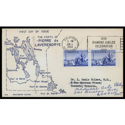 canada stamp 378 le verendrye statue 5 1958 FDC PC 015