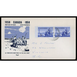 canada stamp 378 le verendrye statue 5 1958 FDC PC 016