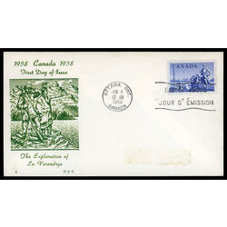 canada stamp 378 le verendrye statue 5 1958 FDC PC 019