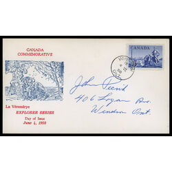 canada stamp 378 le verendrye statue 5 1958 FDC PC 020