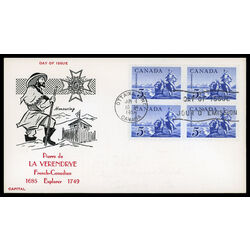 canada stamp 378 le verendrye statue 5 1958 FDC BLOCK 018
