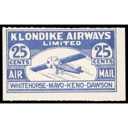 canada stamp cl air mail semi official cl45 klondike airways ltd 25 1928 M NH 003