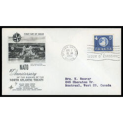canada stamp 384 globe 5 1959 FDC PC 010