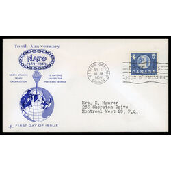canada stamp 384 globe 5 1959 FDC PC 011