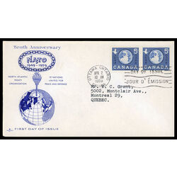 canada stamp 384 globe 5 1959 FDC PC 012