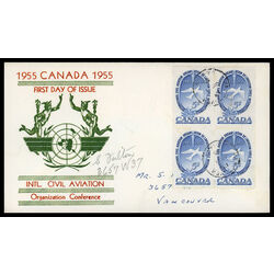 canada stamp 354 dove 5 1955 FDC BLOCK 021