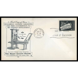 canada stamp 375 a free press 5 1958 FDC PC 011