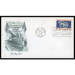 canada stamp 387 seaway and national emblems 5 1959 FDC PC 048