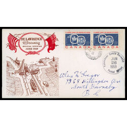 canada stamp 387 seaway and national emblems 5 1959 FDC PC 050
