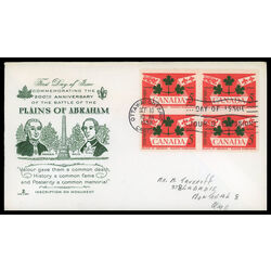 canada stamp 388 national emblems 5 1959 FDC BLOCK 031