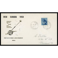 canada stamp 376 microscope 5 1958 FDC PC 017