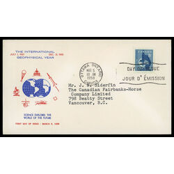 canada stamp 376 microscope 5 1958 FDC PC 024